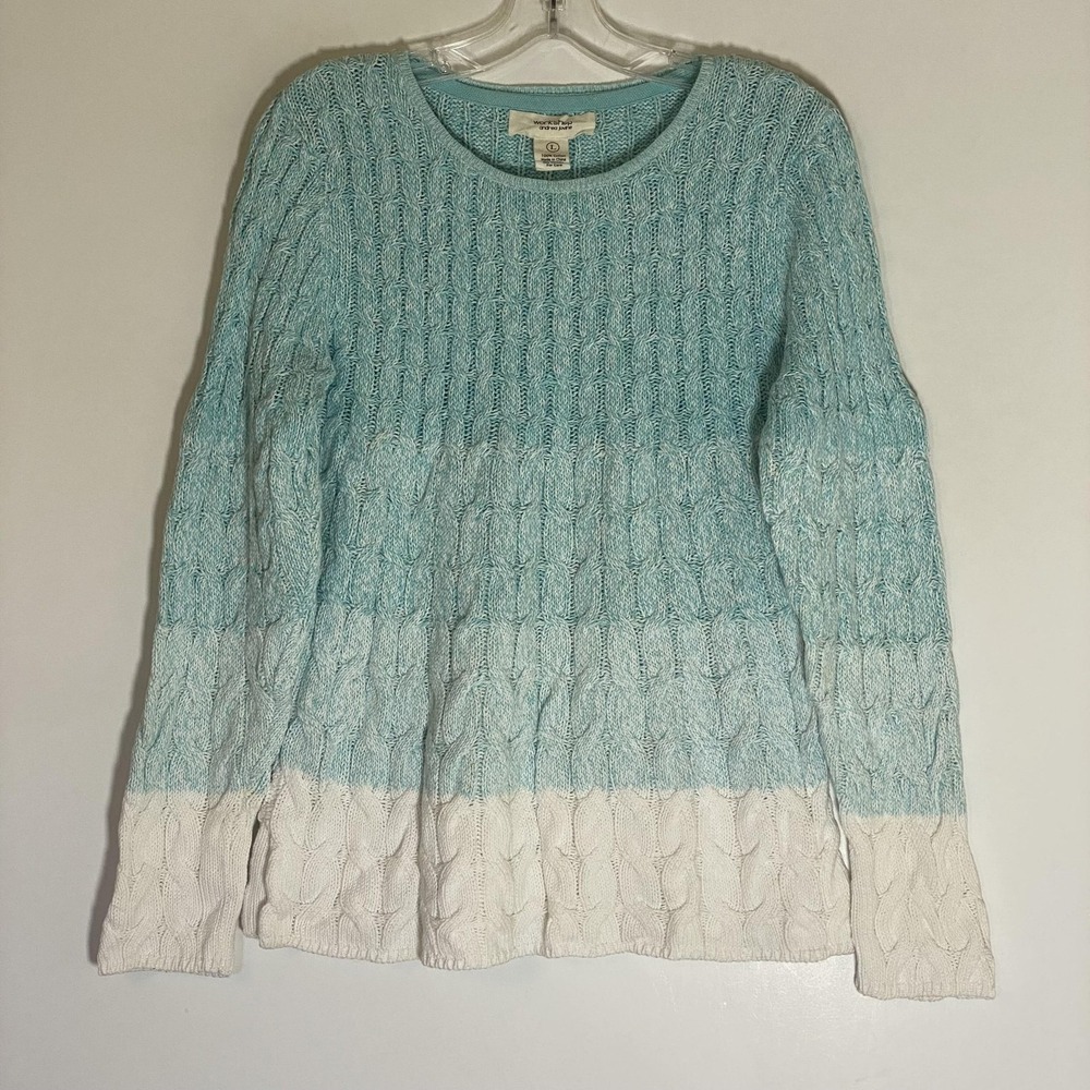 Workshop Andrea Jovine Sweater Womens Large Blue White Ombre Gradient Cable Knit